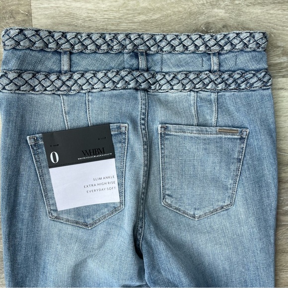 NWT WHBM Jeans Everyday Braided Soft Extra High Rise Slim Ankle Jean Size 0 - Picture 12 of 14